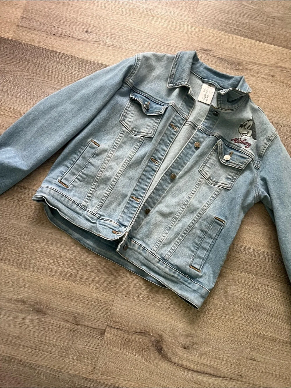 Disney Light Blue Denim Jacket with Embroidered Mickey
